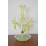 Vaseline glass eight branch epergne