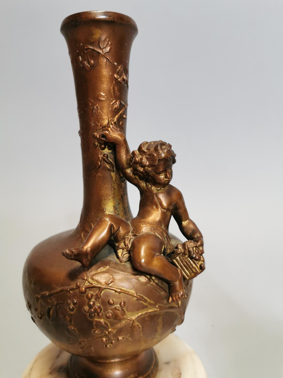 Pair of spelter and marble vases - Image 3 of 6