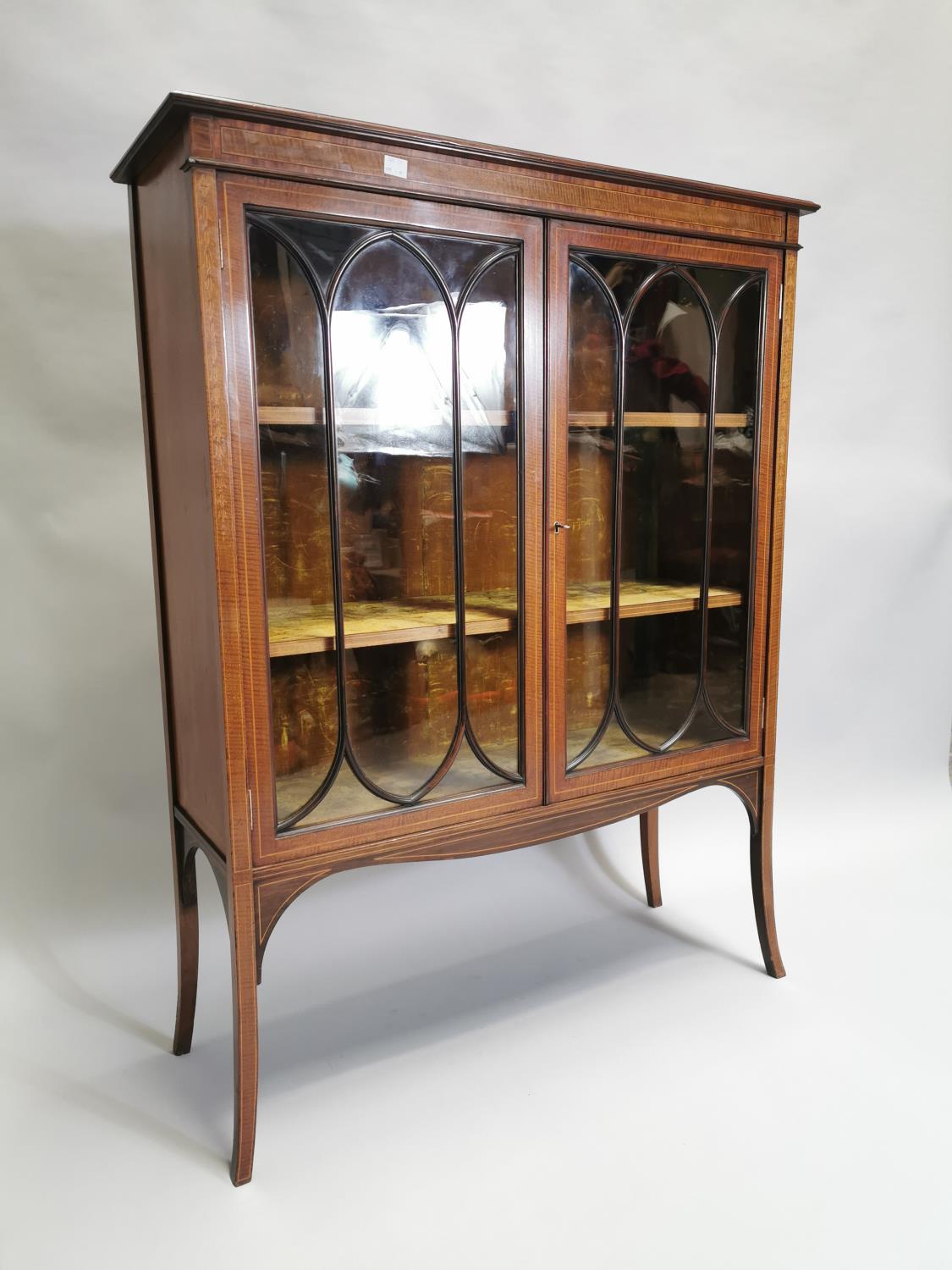 Edwardian inlaid mahogany display cabinet - Image 8 of 9