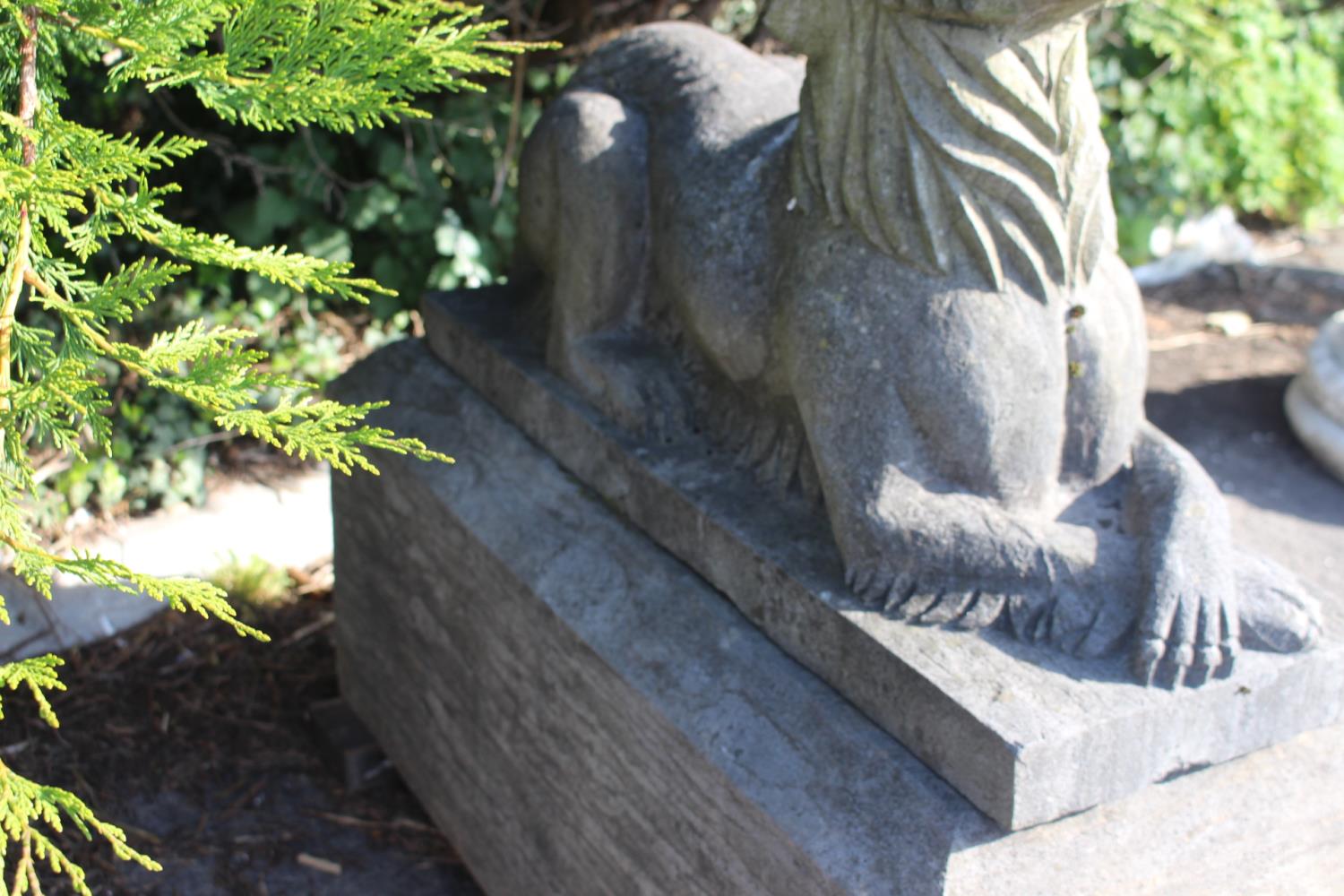 Pair of cast stone seated dogs - Image 3 of 5