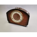 Art Deco mahogany and brass Bentimo mantle clock.