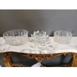 Waterford crystal bowl and two other glass bowls