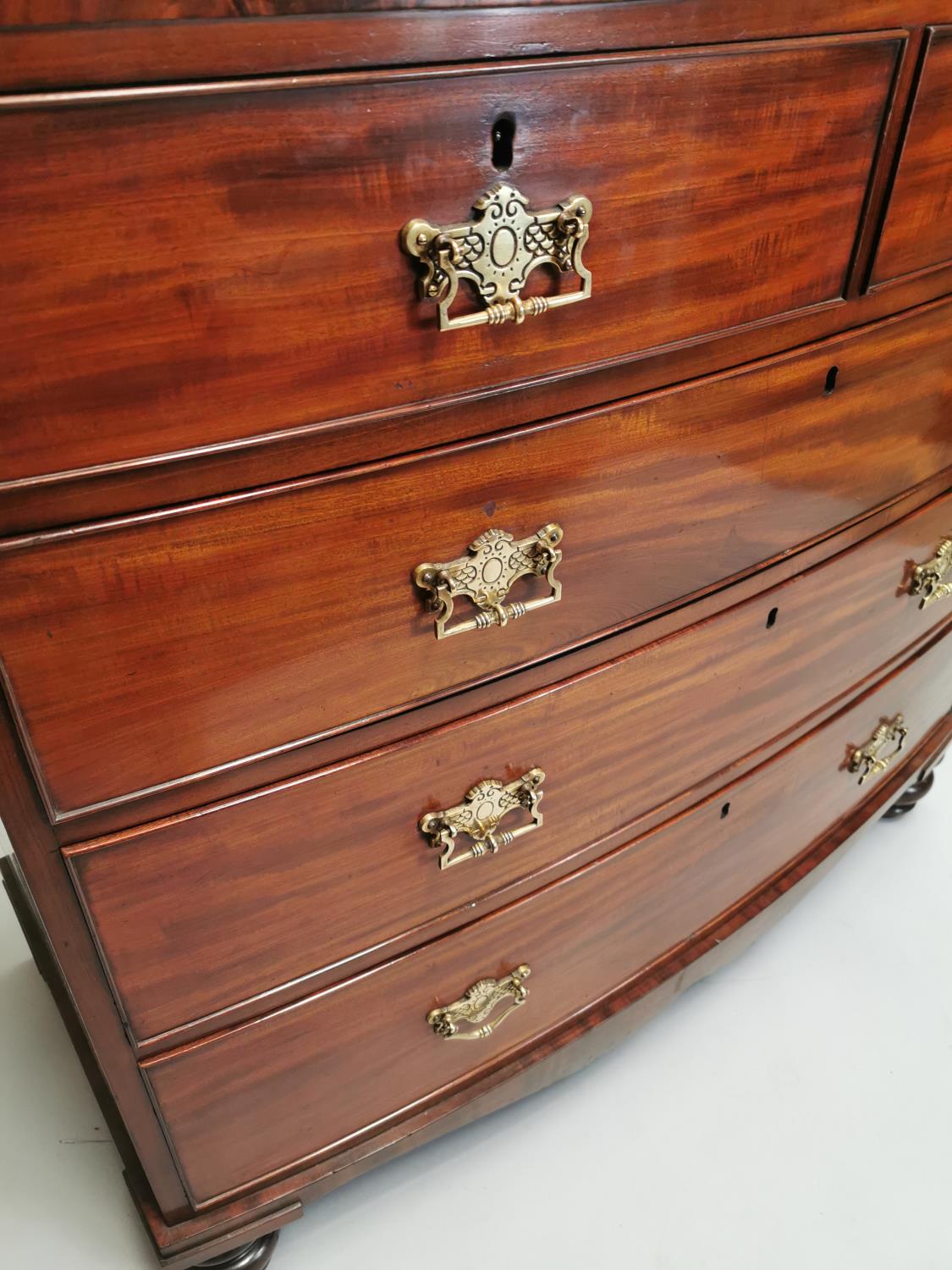 19th. C. mahogany bow fronted chest - Image 2 of 8