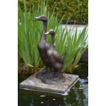 Bronze group of two Ducks