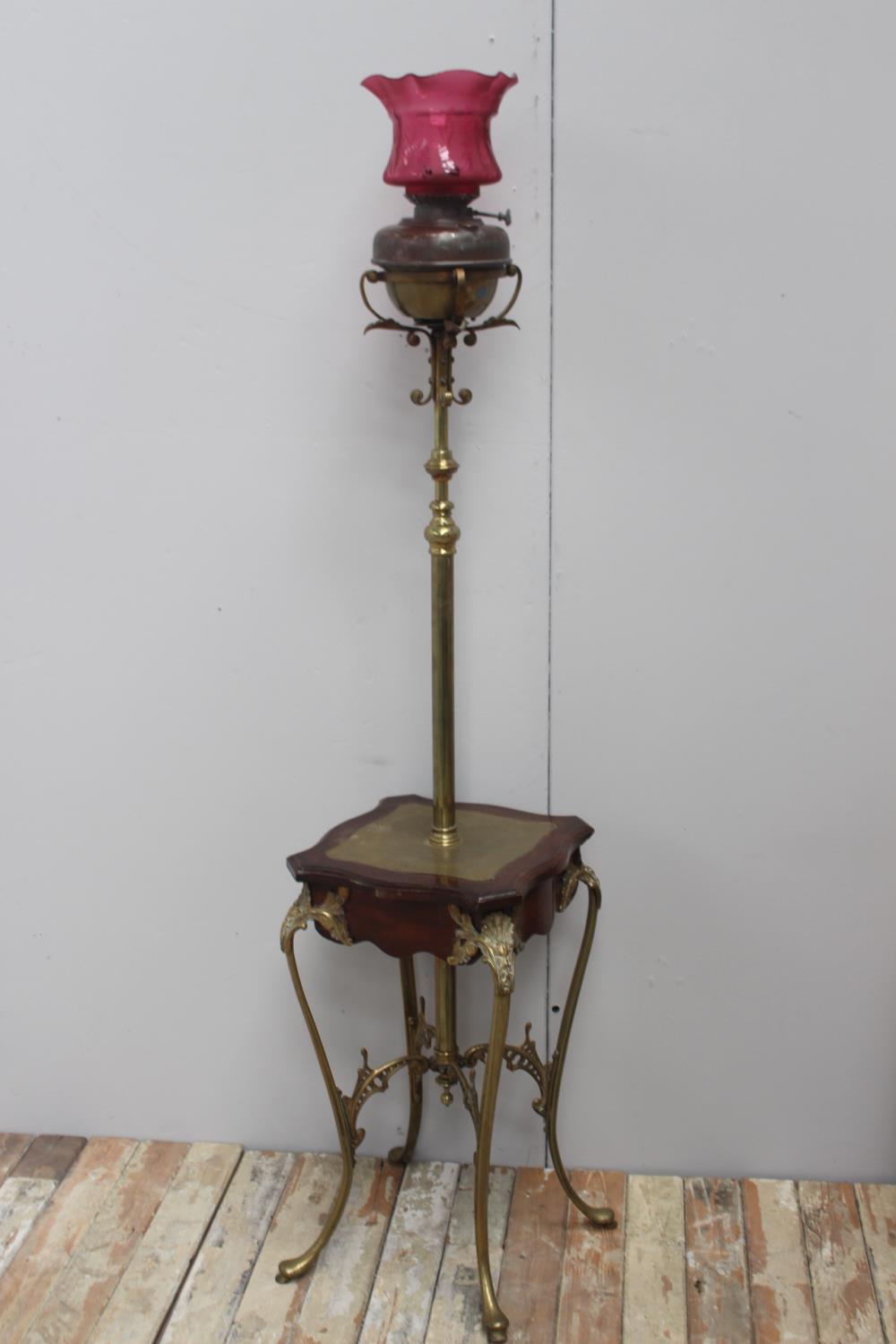 Edwardian brass standard oil lamp