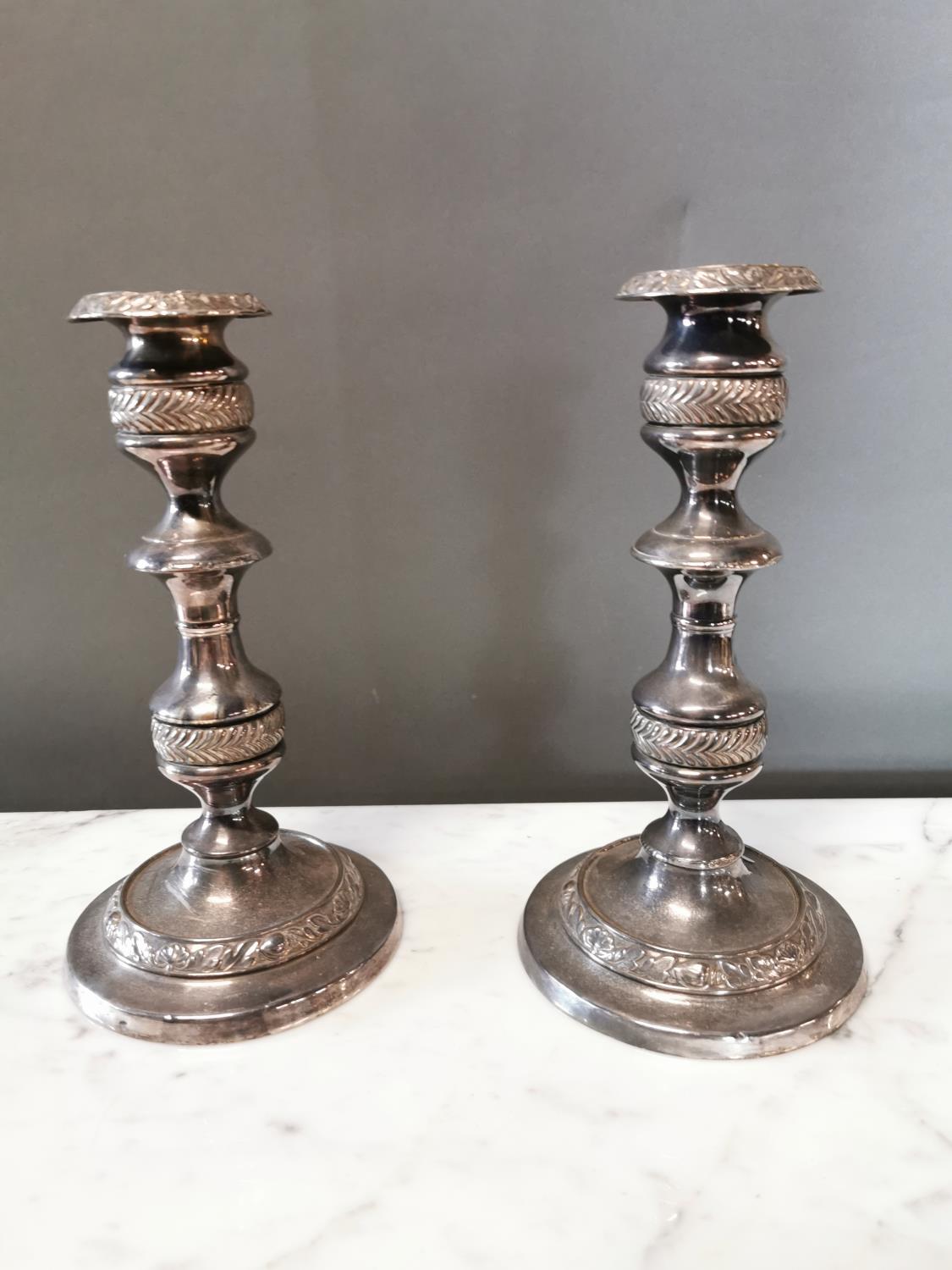 Pair of silver plated candle sticks