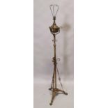 19th C. brass and copper standard lamp