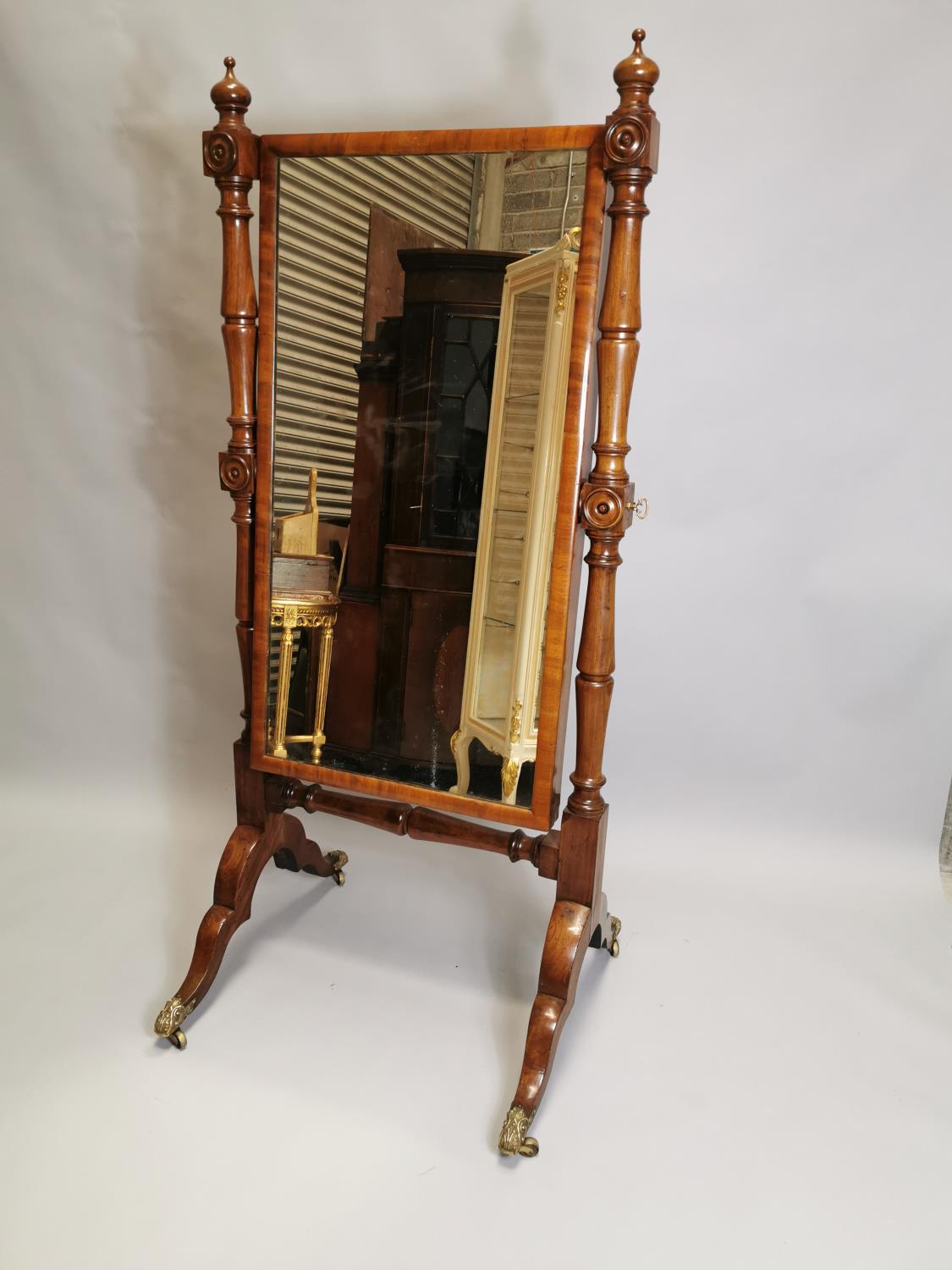 Regency mahogany robing mirror