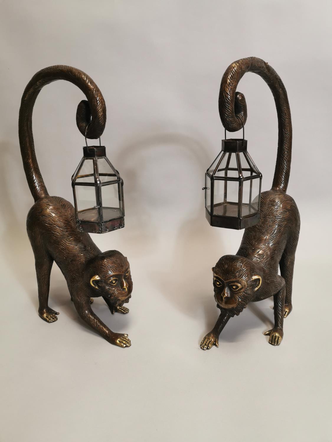 Pair of bronze models of monkeys