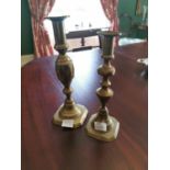 Two 19th. C. brass candlesticks