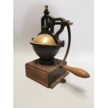 Early 20th C. brass and cast iron coffee grinder