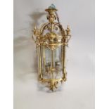 Good quality ornate brass hall lantern