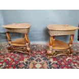 Pair of decorative wicker lamp tables