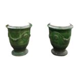 Pair of glazed terracotta Anduze urns