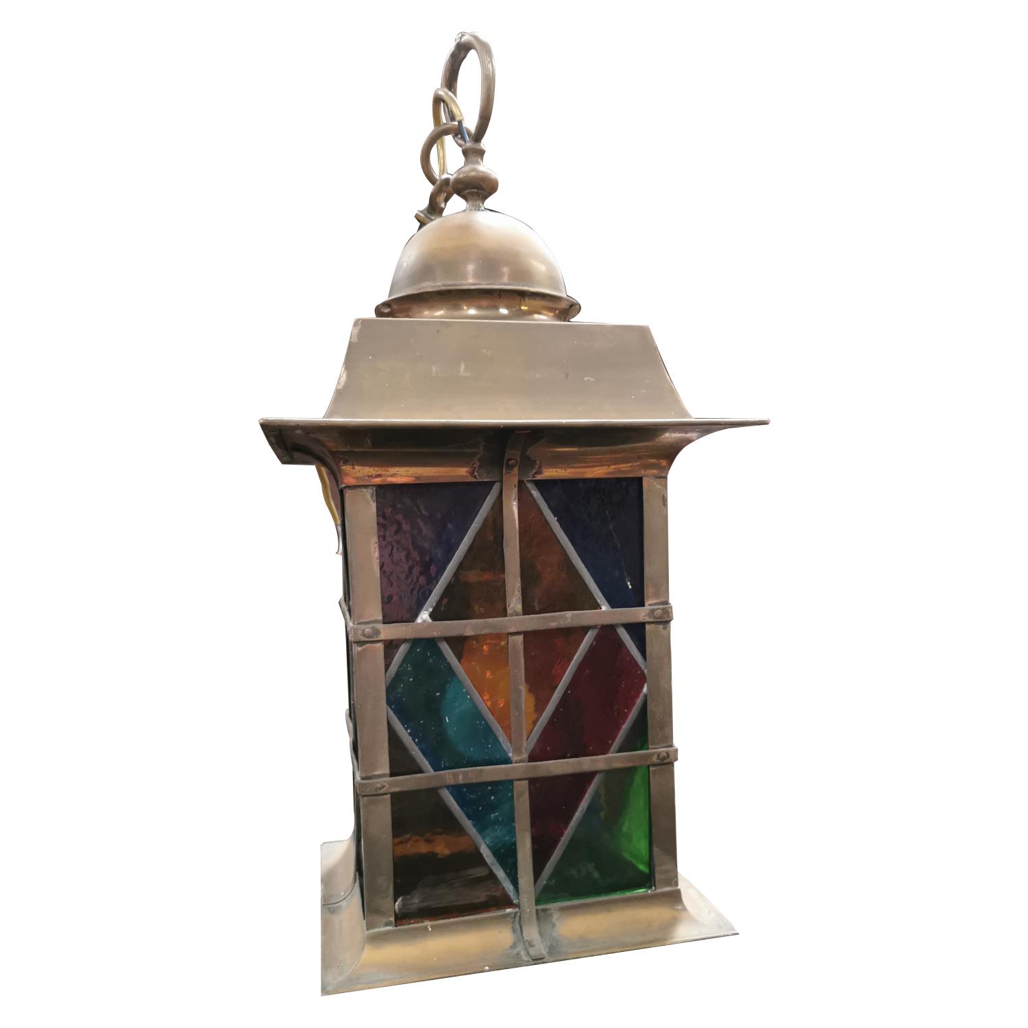 19th. C. brass hall lantern - Image 2 of 3