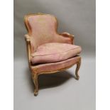 19th. C. upholstered giltwood armchair