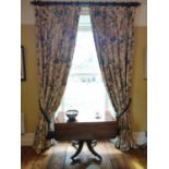 Two pairs of excellent quality curtains, ties and curtain poles