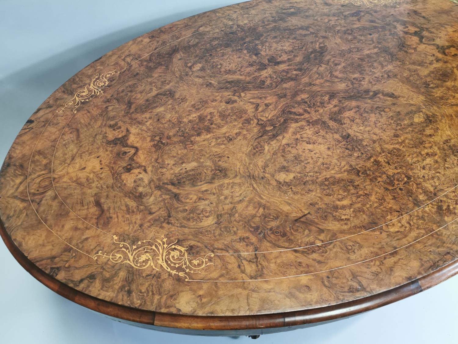 19th. C. inlaid burr walnut coffee table - Image 6 of 8