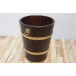 Brass bound chestnut wood peat bucket