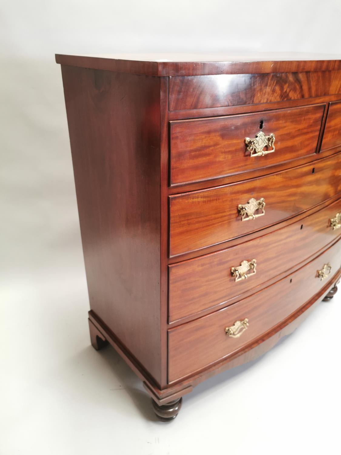 19th. C. mahogany bow fronted chest - Image 4 of 8