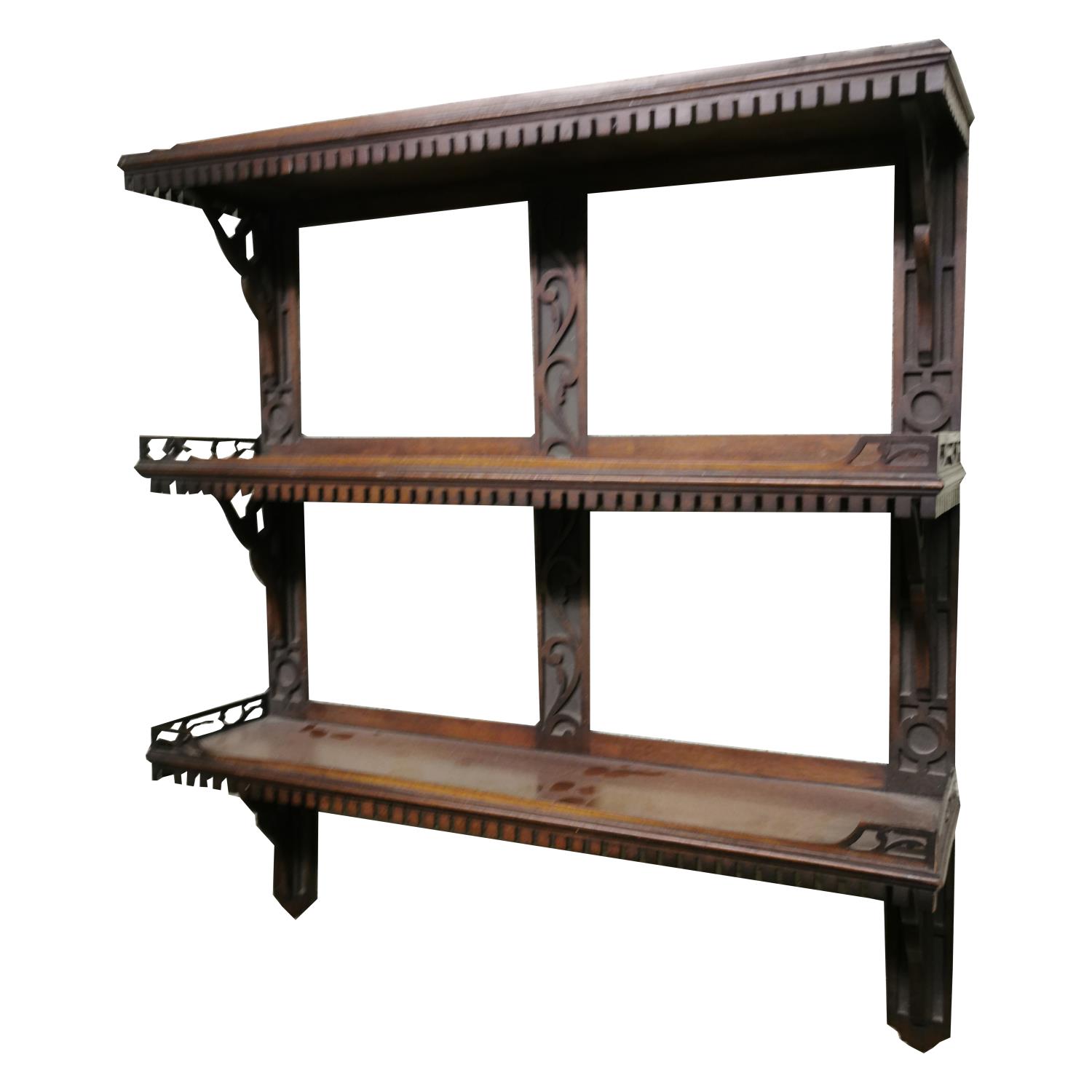 Edwardian mahogany three tier wall shelf