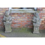 Pair of sandstone gargoyles