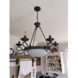 Decorative wrought iron six branch light