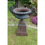 Cast iron urn and base