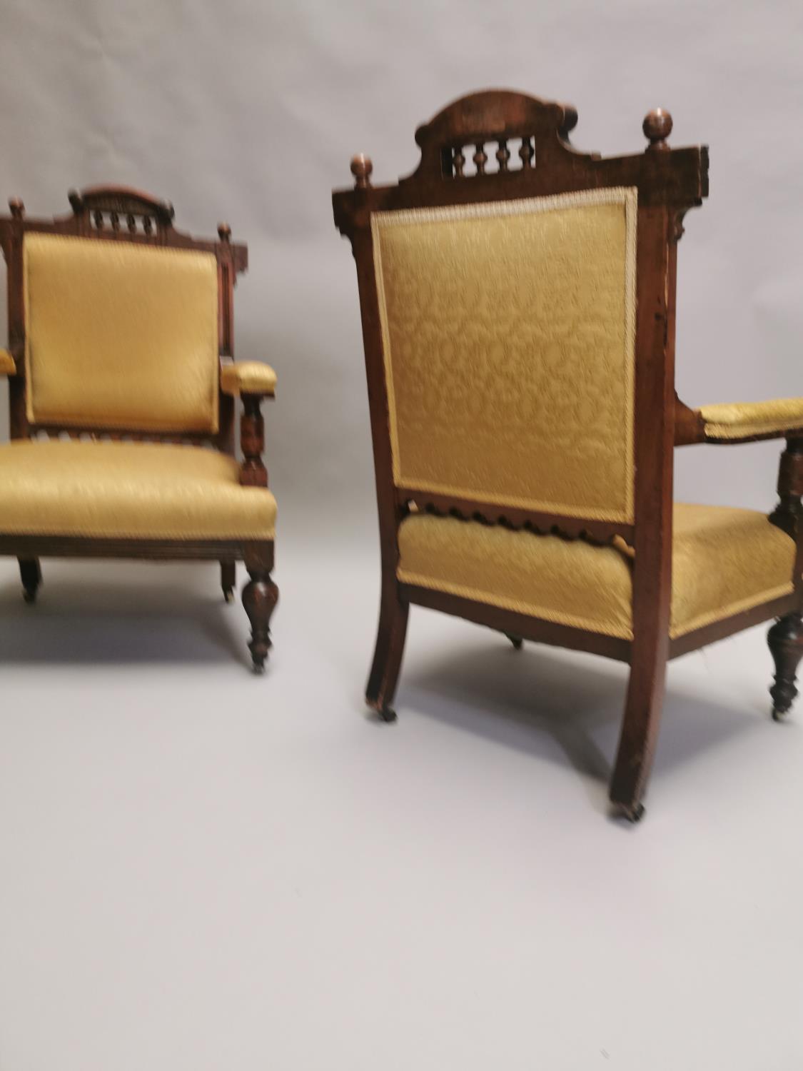 Pair of Edwardian mahogany open armchairs - Image 8 of 8