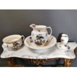 Five piece ceramic Falcon Ware jug and basin set