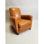 1940's leather upholstered club chair.