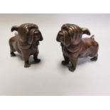 Pair of bronze models of pug dogs