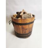 19th. C. metal bound log bucket