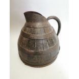 19th. C. oak metal bound water jug