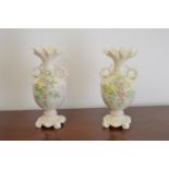Pair of Rose Isle modern Belleek vases