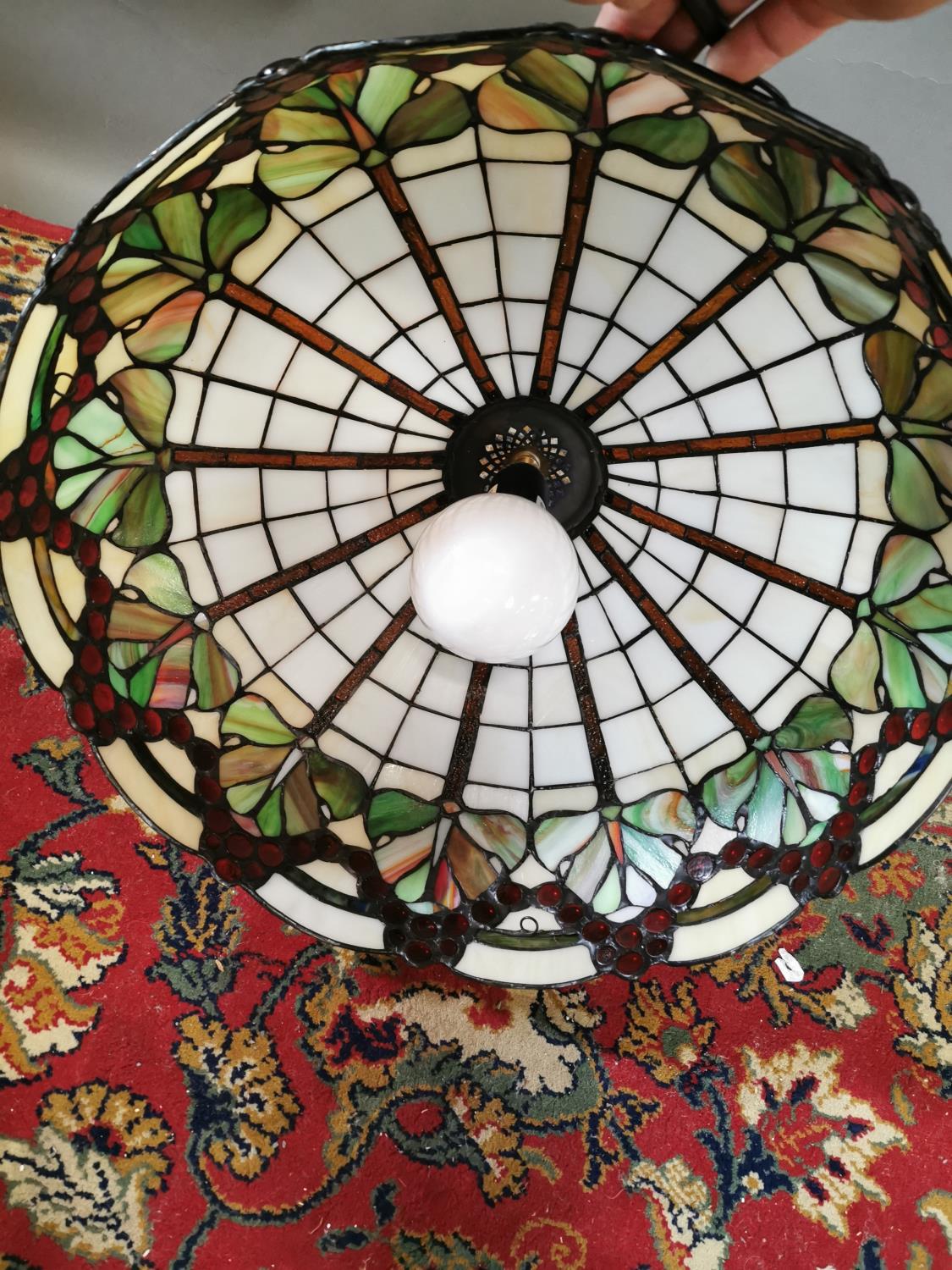 Leaded and stained glass hanging light shade - Image 2 of 2