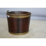 Georgian mahogany ribbed design peat bucket with brass carrying handle 38 W x 30 H