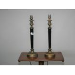 Pair of quality brass and marble occasional lamps 14 W x 40 H