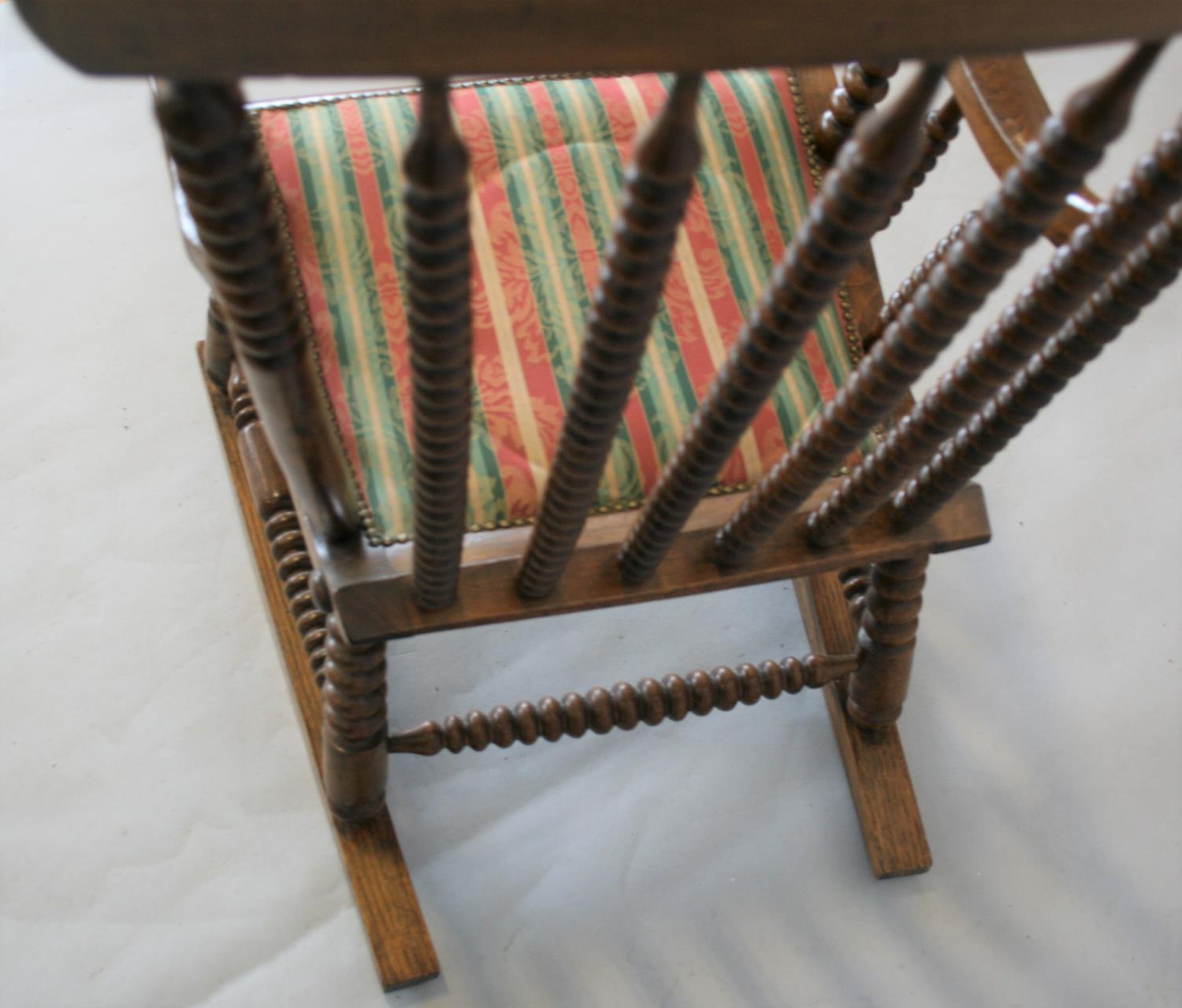 Unusual Edwardian bobbin design rocking chair. 60W x 106H x 65D - Image 3 of 3