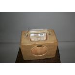 Cool vintage Ever Ready radio with perplex carrying handle. 30W x 30H x 18D