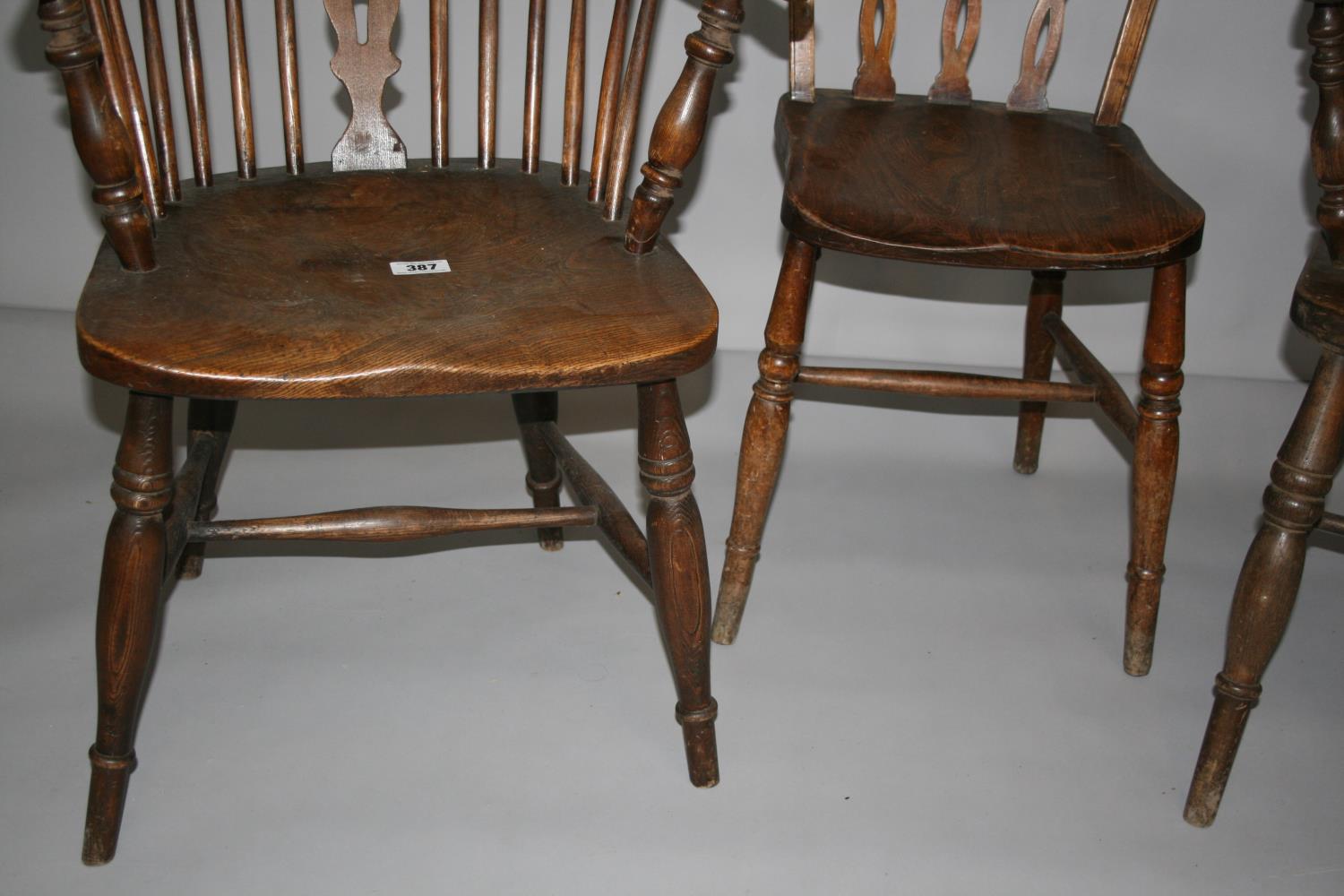 Two 19th Century Windsor arm chairs and other chair. 55W x 90H x 50 - Image 3 of 3