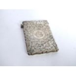 Victorian scroll pattern silver card case. Birmingham 1897 by William Neale