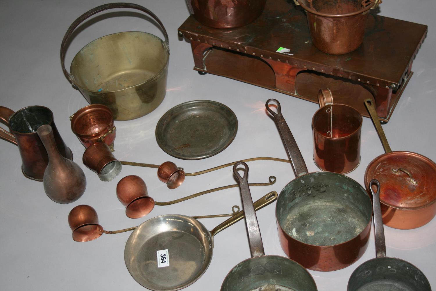 Good collection of copper saucepans etc. - Image 2 of 2