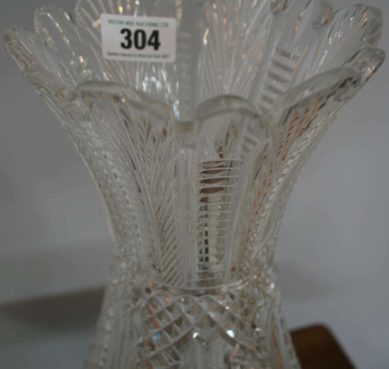 Fine tall cut glass vase. 22W x 50H - Image 2 of 2
