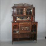 Very fine Edwardian mahogany side cabinet with ivory and fruitwood marquetry panels 122 W x 200 Hx