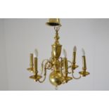 Brass six branch chandelier with chain and rose 60W 66H