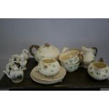 Part Belleek tea set and other Belleek items and other items.