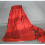 Two pairs of red curtain, striped pattern 110W x 210H approx. each.