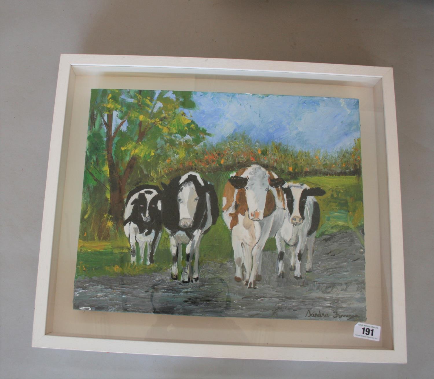 Sandra Finnegan, oil on canvas of cows and another oil on canvas. 64W x 55H - Bild 2 aus 3