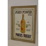 John Powers & Son whiskey pictorial advertising mirror. 78W 107H